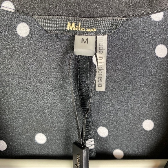 Milano Polka Dot Hi Low Top Women's Medium Black White Sleeveless Button Front - Picture 2 of 8